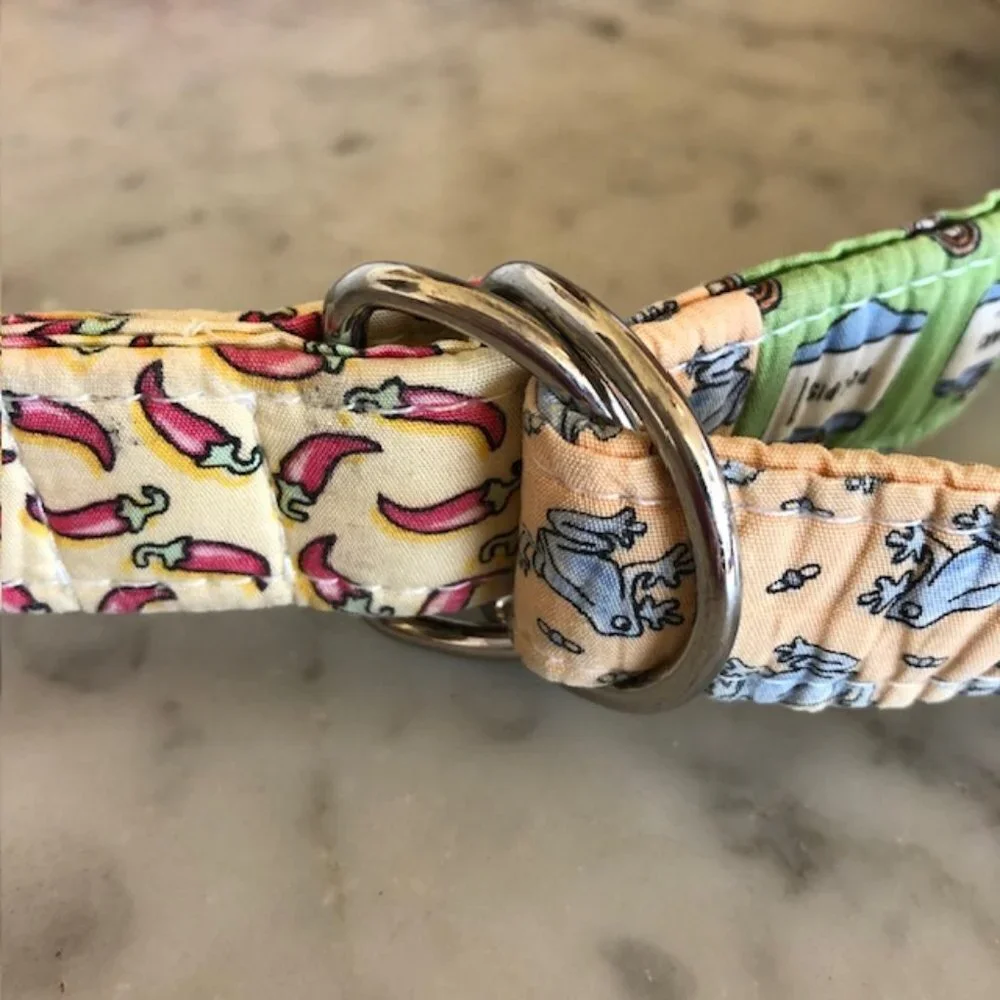 VINEYARD VINES Patchwork Kids D Ring Belt Large Blue Yellow Pink